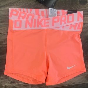 BRAND NEW-Nike pro shorts-neon coral-